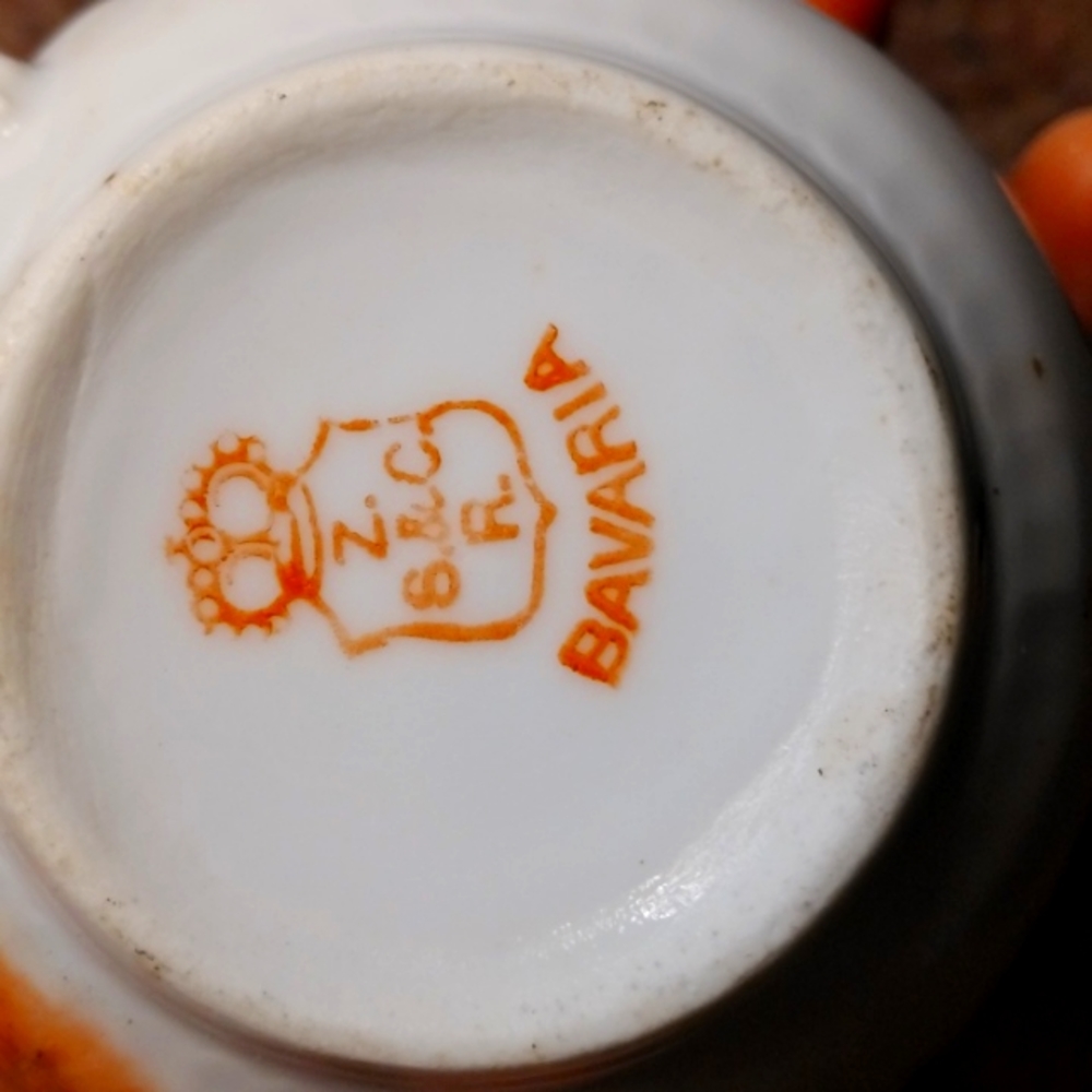 Bavarian tea cup snc Z.R beautiful gold fuse art nouveau floral vintage antique.